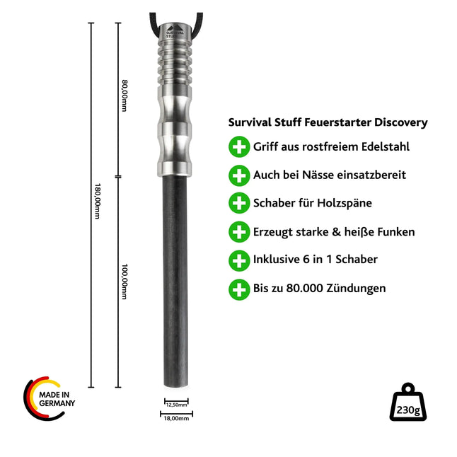 Feuerstahl Discovery schwarz silberfarben