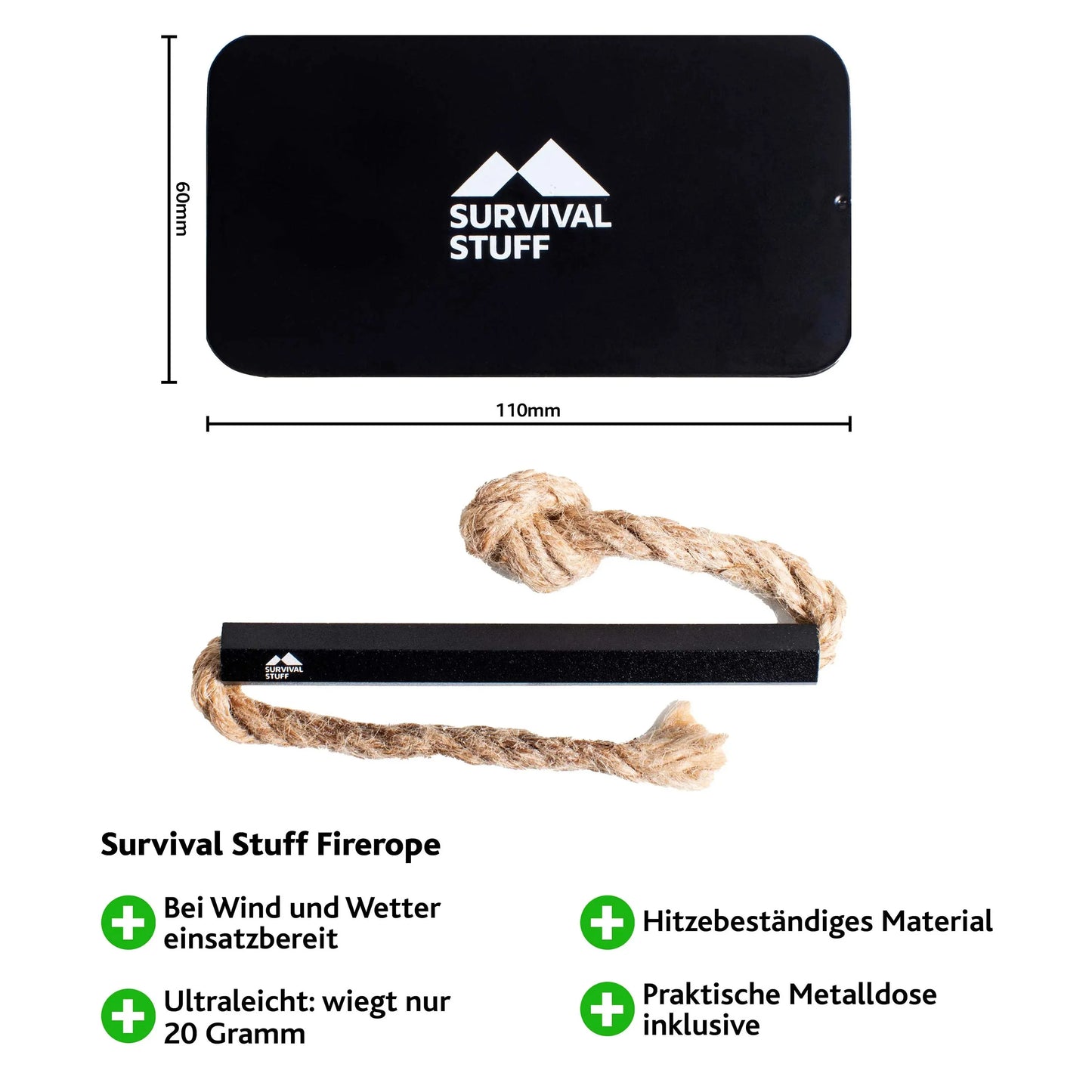 Survival Stuff Survival Stuff Feuerstahl Firerope schwarz - ASMC