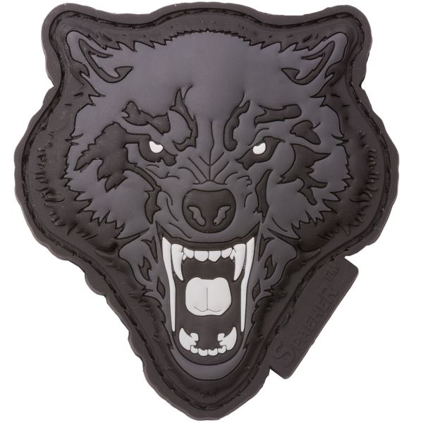 JTG 3D Patch Angry Wolf Head weiß-grau