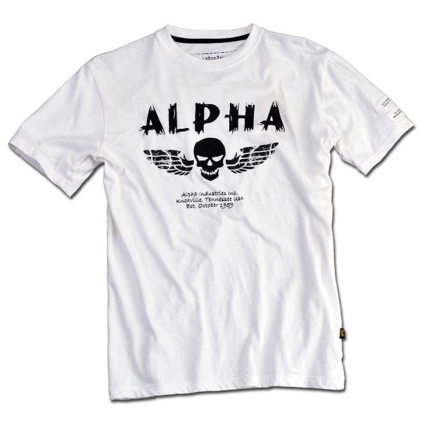 T-Shirt Alpha Industries Skull weiss