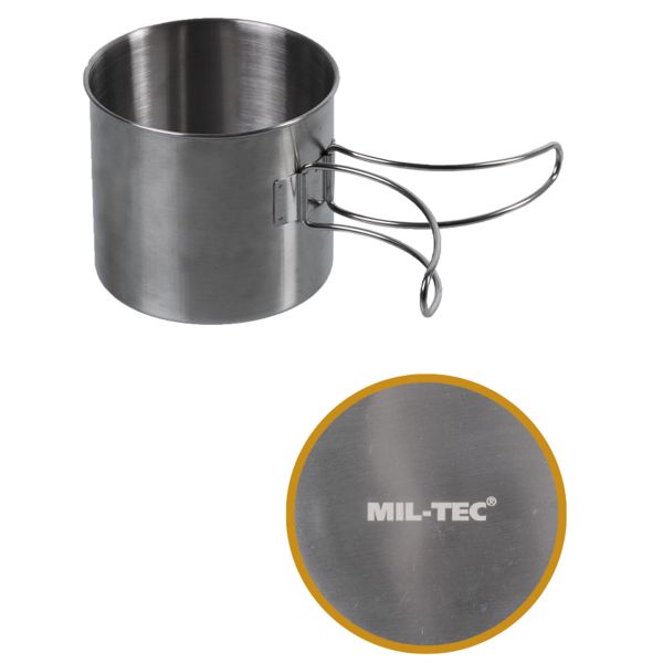 Mil-Tec Trinkbecher Edelstahl Drahtgriffe 600 ml