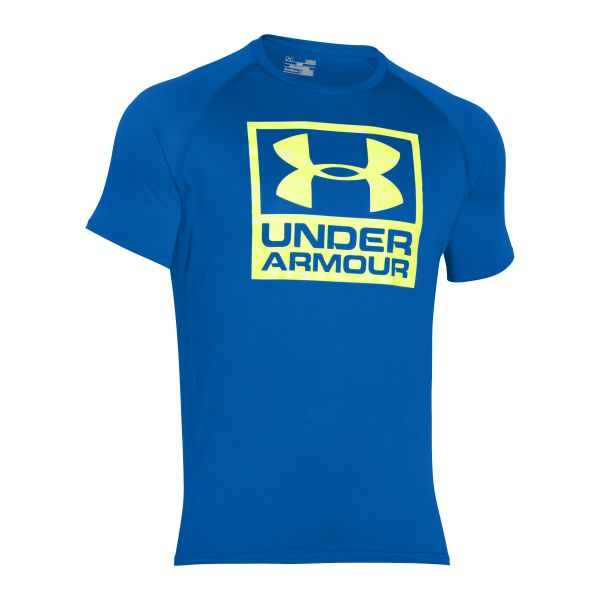 Under Armour T-Shirt Tech Boxed Logo blau-gelb