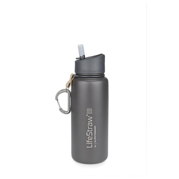 LifeStraw Wasserflasche Go Edelstahl mit Filter 0.7 L grau