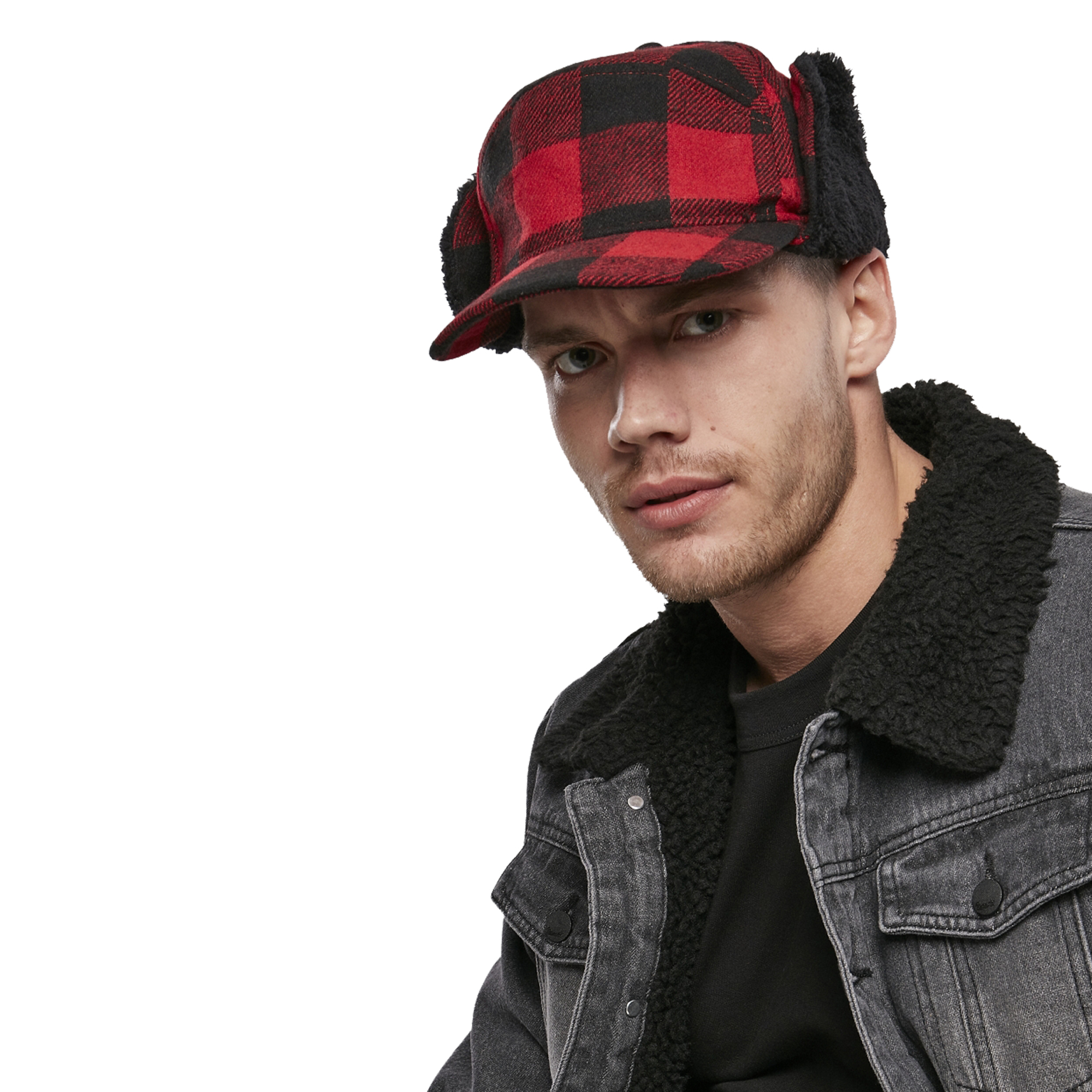 Brandit Mütze Lumberjacket Wintercap rot schwarz kaufen bei ASMC